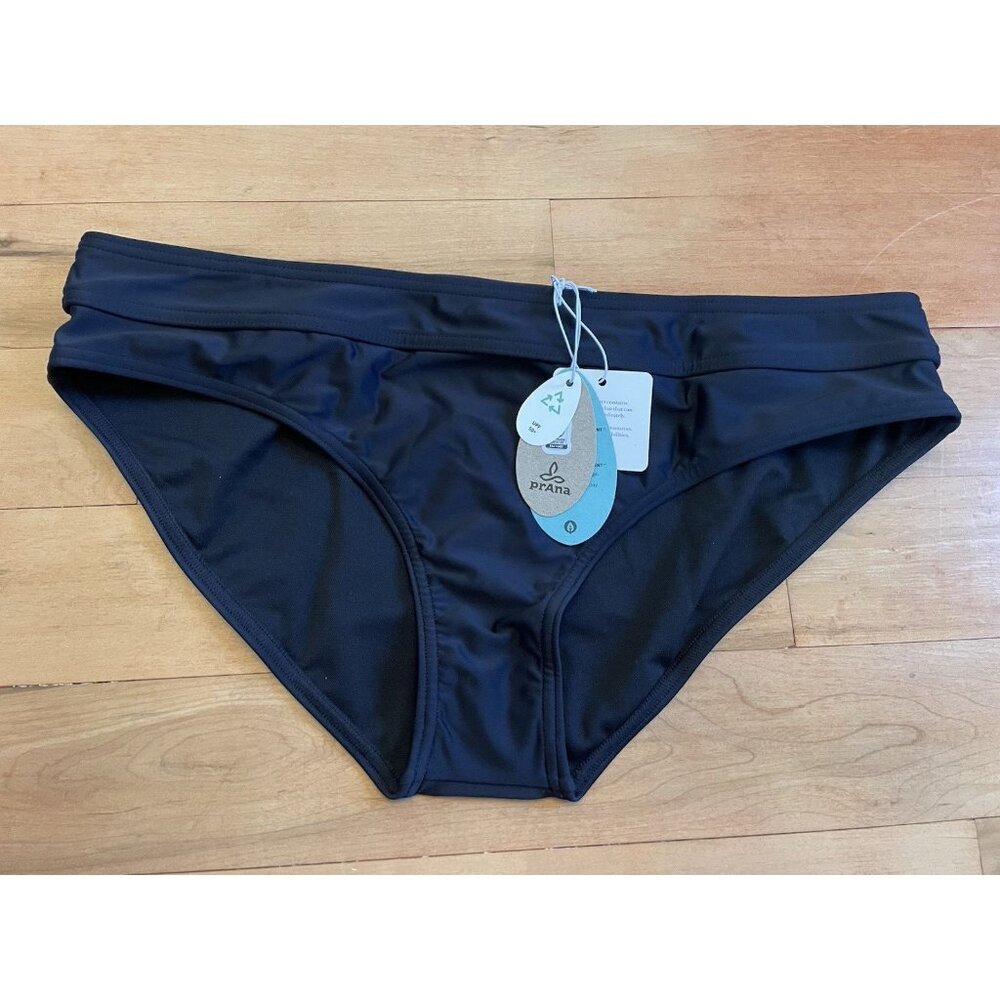 Prana Women's XL Hipster Swim Bikini Bottom Black Swimsuit Beach Outdoor Summer